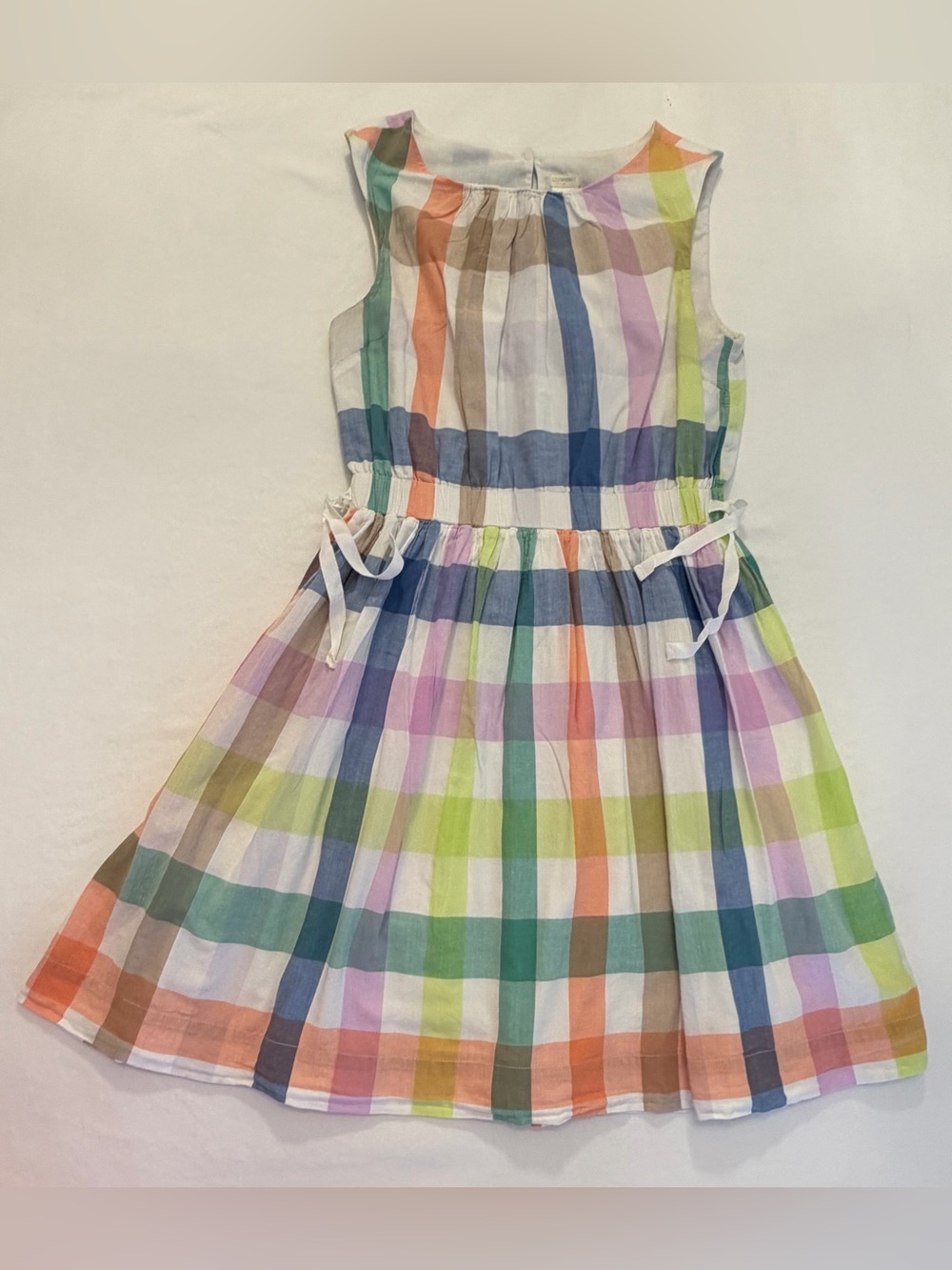 Crewcuts Multicolor Plaid Sleeveless Cotton Dress with Side Ties Size 14